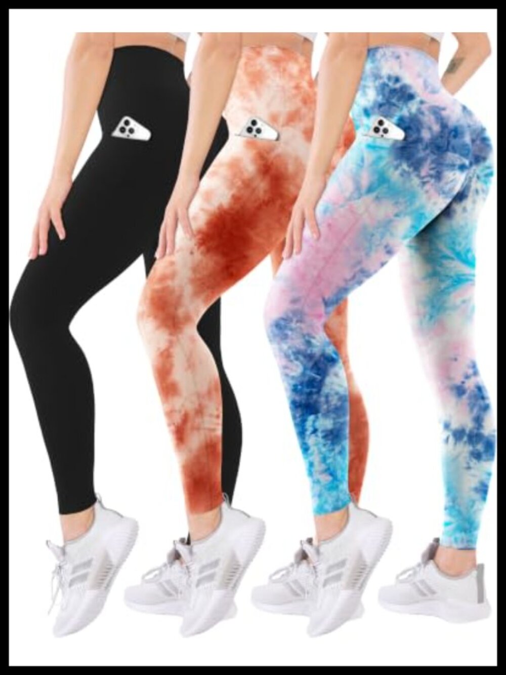 3 Pack High Waisted Leggings with Pockets Tummy Control Active Yoga Pants